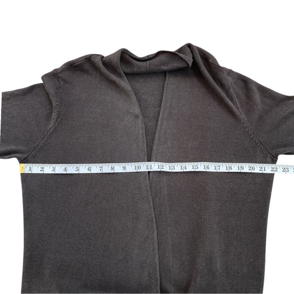 Eileen Fisher Linen Open Front Cardigan Short Sleeve Brown Lagenlook - Picture 7 of 7